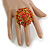 40mm Diameter/Orange/Red/Lime Green Glass Bead Daisy Flower Flex Ring/ Size M - view 3