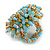 40mm Diameter/Light Blue/Gold/Transparent Acrylic/Glass Bead Daisy Flower Flex Ring - Size M - view 6