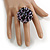 40mm Diameter/ Black/Lavender Acrylic/Glass Bead Daisy Flower Flex Ring - Size M - view 3