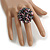 40mm Diameter/Light Pink/Hematite/Brown Acrylic/Glass Bead Daisy Flower Flex Ring - Size M - view 3