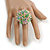40mm Diameter/ Pink/Green/Lavender Acrylic/Glass Bead Daisy Flower Flex Ring - Size M - view 3