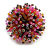 40mm Diameter/Pink/Orange/Hematite Glass Bead Daisy Flower Flex Ring - Size M - view 2