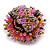 40mm Diameter/Pink/Orange/Hematite Glass Bead Daisy Flower Flex Ring - Size M - view 5