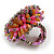 40mm Diameter/Pink/Orange/Hematite Glass Bead Daisy Flower Flex Ring - Size M - view 6