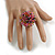 40mm Diameter/Pink/Orange/Hematite Glass Bead Daisy Flower Flex Ring - Size M - view 3