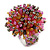 40mm Diameter/Pink/Orange/Hematite Glass Bead Daisy Flower Flex Ring - Size M - view 7