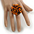 40mm Diameter/ Black/Orange Acrylic/Glass Bead Daisy Flower Flex Ring - Size M - view 3