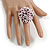 40mm Diameter/Pink/White/Hematite Acrylic/Glass Bead Daisy Flower Flex Ring - Size M - view 3