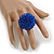 40mm Diameter/ Blue Acrylic/Glass Bead Daisy Flower Flex Ring - Size M - view 3