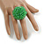 35mm Diameter/Apple Green Acrylic/Glass Bead Daisy Flower Flex Ring - Size M - view 3