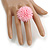 35mm Diameter/Baby Pink Acrylic/Glass Bead Daisy Flower Flex Ring - Size M - view 3