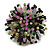 40mm Diameter/Pink/Black/Green Acrylic/Glass Bead Daisy Flower Flex Ring - Size M - view 2