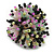 40mm Diameter/Pink/Black/Green Acrylic/Glass Bead Daisy Flower Flex Ring - Size M - view 4