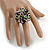 40mm Diameter/Pink/Black/Green Acrylic/Glass Bead Daisy Flower Flex Ring - Size M - view 3