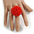 40mm Diameter/ Red Acrylic/Glass Bead Daisy Flower Flex Ring - Size M - view 3