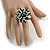 40mm Diameter/ Black/White Acrylic/Glass Bead Daisy Flower Flex Ring - Size M - view 2