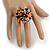 35mm D/Orange/Black/Pink/Blue Acrylic/Glass Bead Daisy Flower Flex Ring - Size M/L - view 3