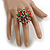 40mm Diameter/Green/Pink/Brown/Red Acrylic/Glass Bead Daisy Flower Flex Ring - Size M - view 3