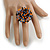 40mm Diameter/Orange/Black/Lilac Glass Bead Daisy Flower Flex Ring - Size S/M - view 3