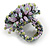 40mm Diameter/Green/Grey/Lilac Glass Bead Daisy Flower Flex Ring - Size M - view 7