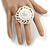 45mm Diameter/Snow White Glass Bead Daisy Flower Flex Ring/ Size M/L - view 3