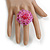 40mm Diameter/Pink Glass Bead Daisy Flower Flex Ring/ Size M - view 3