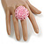 40mm Diameter/Baby Pink Glass Bead Daisy Flower Flex Ring/ Size M - view 3