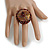 40mm Diameter/Brown Glass Bead Daisy Flower Flex Ring/ Size M - view 3