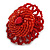 40mm Diameter/ Scarlet Red Glass Bead Daisy Flower Flex Ring/ Size M - view 4