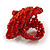 40mm Diameter/ Scarlet Red Glass Bead Daisy Flower Flex Ring/ Size M - view 6
