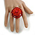 40mm Diameter/ Scarlet Red Glass Bead Daisy Flower Flex Ring/ Size M - view 3