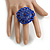 40mm Diameter/Blue Glass Bead Daisy Flower Flex Ring/ Size M - view 3