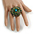 40mm Diameter/Green/Gold/Hematite Glass Bead Daisy Flower Flex Ring/ Size M/L - view 3