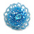 40mm Diameter/Light Blue Glass Bead Daisy Flower Flex Ring/ Size M - view 2