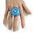 40mm Diameter/Light Blue Glass Bead Daisy Flower Flex Ring/ Size M - view 3