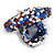 40mm Diameter/Blue/White/Brown Glass Bead Daisy Flower Flex Ring/ Size M - view 6