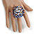 40mm Diameter/Blue/White/Brown Glass Bead Daisy Flower Flex Ring/ Size M - view 3