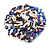 40mm Diameter/Blue/White/Brown Glass Bead Daisy Flower Flex Ring/ Size M - view 7
