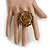 40mm Diameter/Bronze Brown Glass Bead Daisy Flower Flex Ring/ Size M - view 3