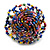 40mm Diameter/Multicoloured Glass Bead Daisy Flower Flex Ring/ Size M