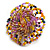 40mm Diameter/Yellow/Pink/Grey Glass Bead Daisy Flower Flex Ring/ Size M/L - view 4