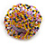40mm Diameter/Yellow/Pink/Grey Glass Bead Daisy Flower Flex Ring/ Size M/L - view 5