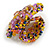 40mm Diameter/Yellow/Pink/Grey Glass Bead Daisy Flower Flex Ring/ Size M/L - view 6