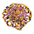 40mm Diameter/Yellow/Pink/Grey Glass Bead Daisy Flower Flex Ring/ Size M/L - view 2