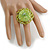 40mm Diameter/Celery Green Glass Bead Daisy Flower Flex Ring/ Size M - view 3