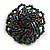 40mm Diameter/Peacock Coloured Glass Bead Daisy Flower Flex Ring/ Size M/L - view 4