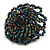 40mm Diameter/Peacock Coloured Glass Bead Daisy Flower Flex Ring/ Size M/L - view 5