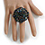 40mm Diameter/Peacock Coloured Glass Bead Daisy Flower Flex Ring/ Size M/L - view 3