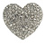 Silver Tone Clear Crystal Paved 'Be Mine' Heart Shaped Cocktail Stretch Ring - 3cm Length - Adjustable Size 7/8 - view 5