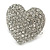 Silver Tone Clear Crystal Paved 'Be Mine' Heart Shaped Cocktail Stretch Ring - 3cm Length - Adjustable Size 7/8 - view 10
